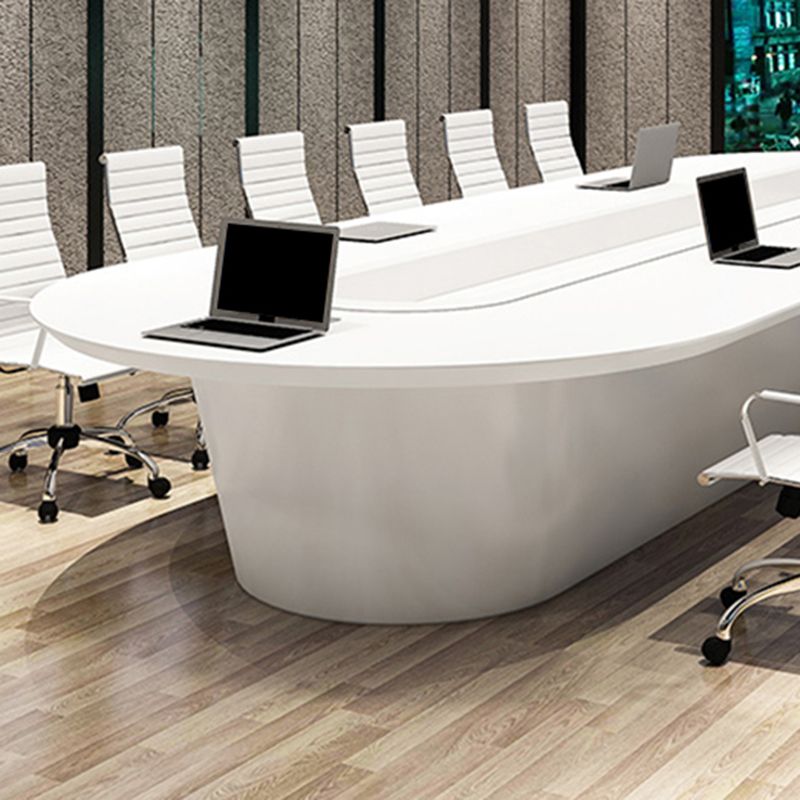 Contemporary Man-made Wood Writing Desk Oval White Office Desk for Office Clearhalo 'furn' 'furn_office_desk' 'Furniture' 'Office Desks' 'Office Furniture' 'office_desk' 1200x1200_4beed31d-1623-46a6-a1e3-f9cb82755cf7