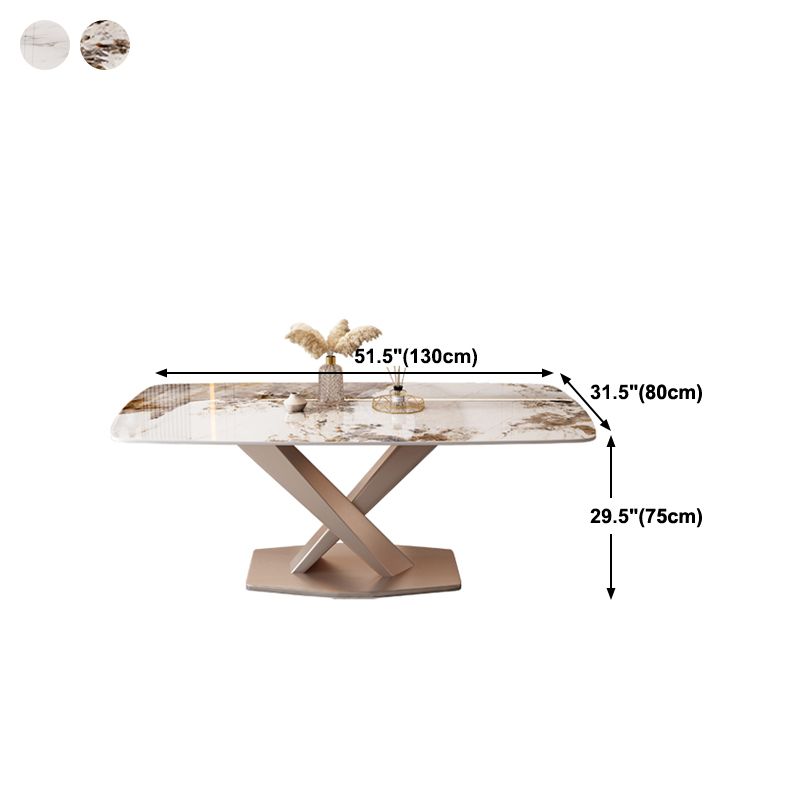 Metal Modern Style Rectangle Dining Table Sintered Stone Top Table for Dining Room Clearhalo 'Dining Tables & Seating' 'Dining Tables' 'dining_table' 'furn' 'furn_dining_table' 'Furniture' 'furniture_dining_table' 'Kitchen & Dining Furniture' 'kitchen' 'kitchen_dining_table' 1200x1200_4bef1a62-567a-4241-a39d-cb26e2d546d1