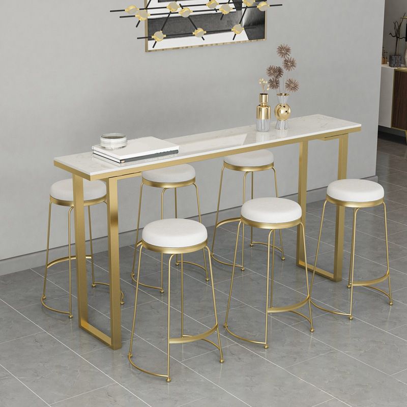 Glam Bar Height Table Faux Marble Top Bistro Table with Sled Base Clearhalo 'Bar Furniture' 'Bar Tables' 'bar_tables' 'furn' 'furn_bar_tables' 'Furniture' 'Kitchen & Dining Furniture' 1200x1200_4bf009c9-feba-440a-b5bb-d1170d814c18