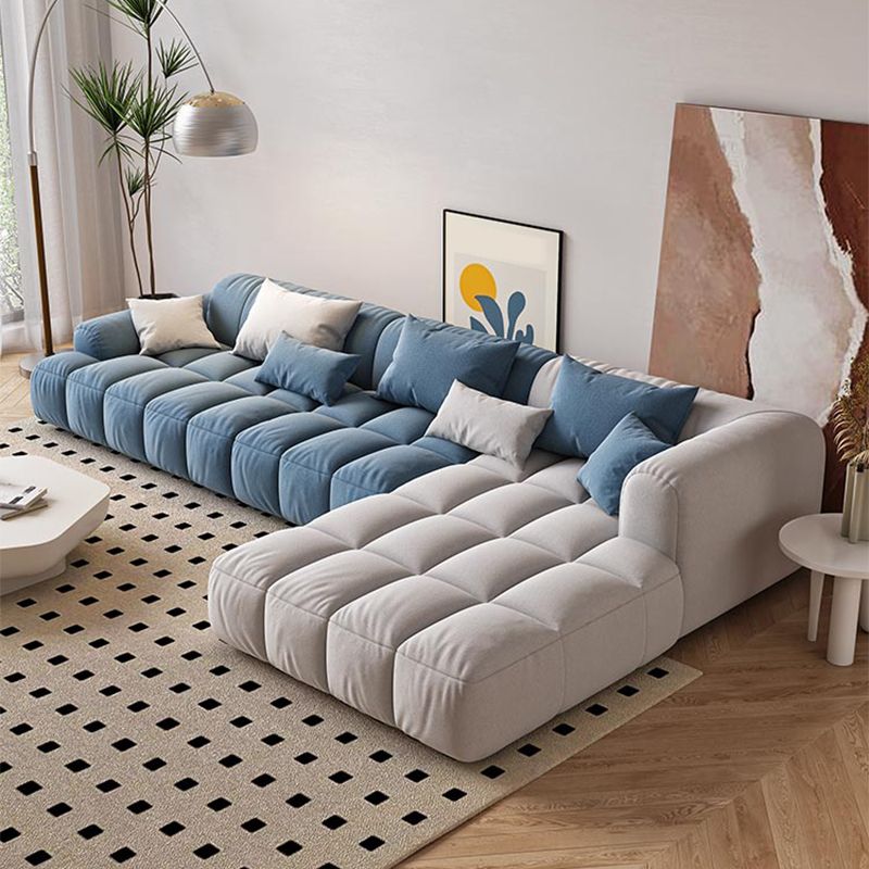 Divano scandinavo e chaise in blu e bianco di divano del braccio ad incasso
