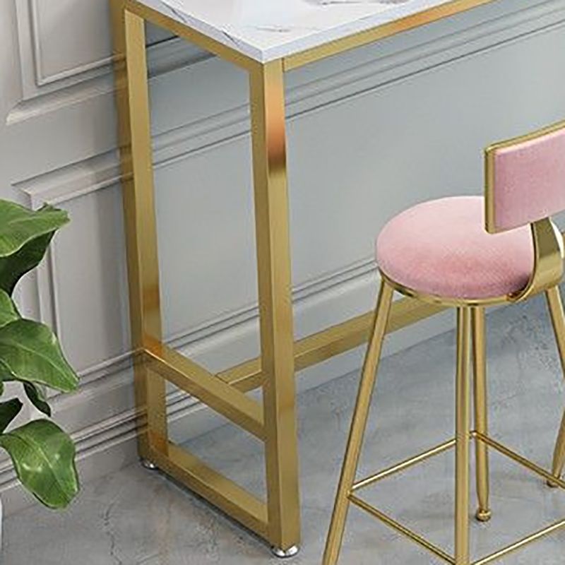 Contemporary Bar Dining Table Rectangle Bar Table with Trestle Base in Gold Clearhalo 'Bar Furniture' 'Bar Tables' 'bar_tables' 'furn' 'furn_bar_tables' 'Furniture' 'furniture_bar_tables' 'Kitchen & Dining Furniture' 1200x1200_4bf31ab7-7d53-4ac9-8b1e-dfec704d64fb