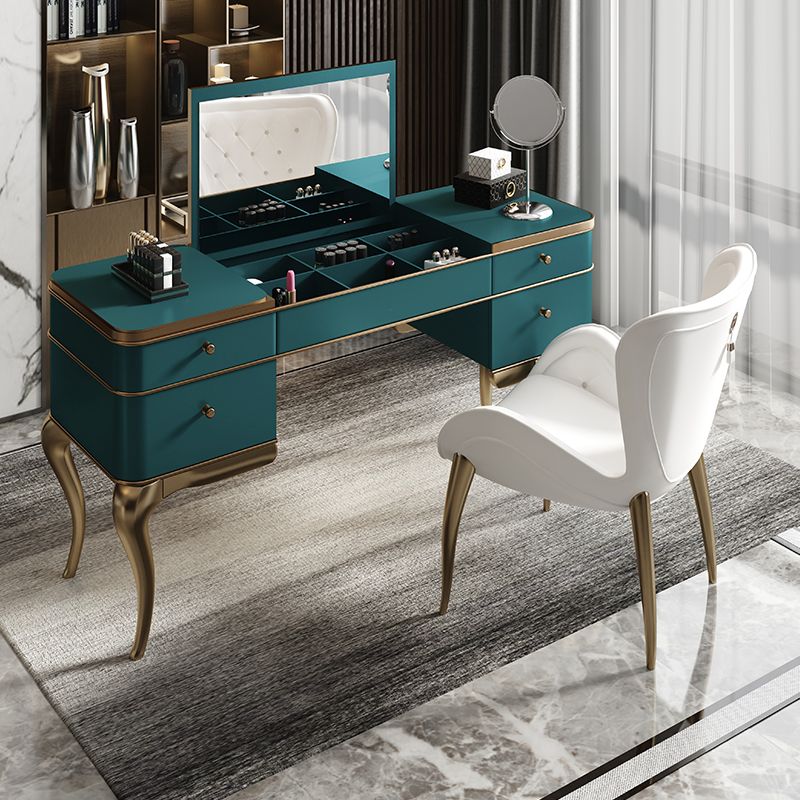 4 Storage Drawers Mirrored Vanity Victorian Wooden Make-up Vanity