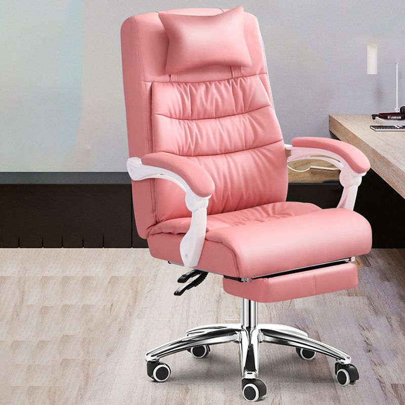 Chaise de bureau à cadre en métal argenté chaise de tâche en cuir de style contemporain avec roues