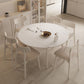 Round Extendable Dining Table Modern White Stone Tabletop with Double Drop Leaf Clearhalo 'Dining Tables & Seating' 'Dining Tables' 'dining_table' 'furn' 'furn_dining_table' 'Furniture' 'Kitchen & Dining Furniture' 1200x1200_4bf55f2e-1c31-4187-8650-37fff6bdaa5a