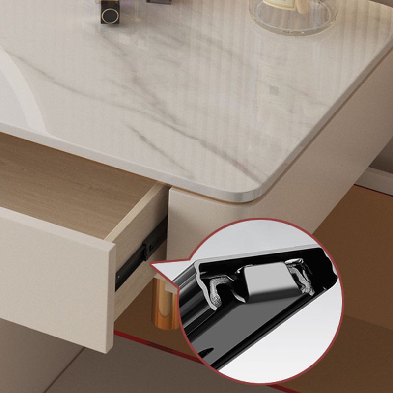 Technischer Holz Make -up -Schminktischhocker mit Glasakzent