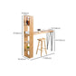 Mesa de bar rectangular, mesa moderna de madera maciza con altura y estantes