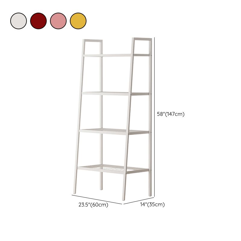Scandinavian Open Back Bookshelf Ladder Metal Bookcase with Shelves