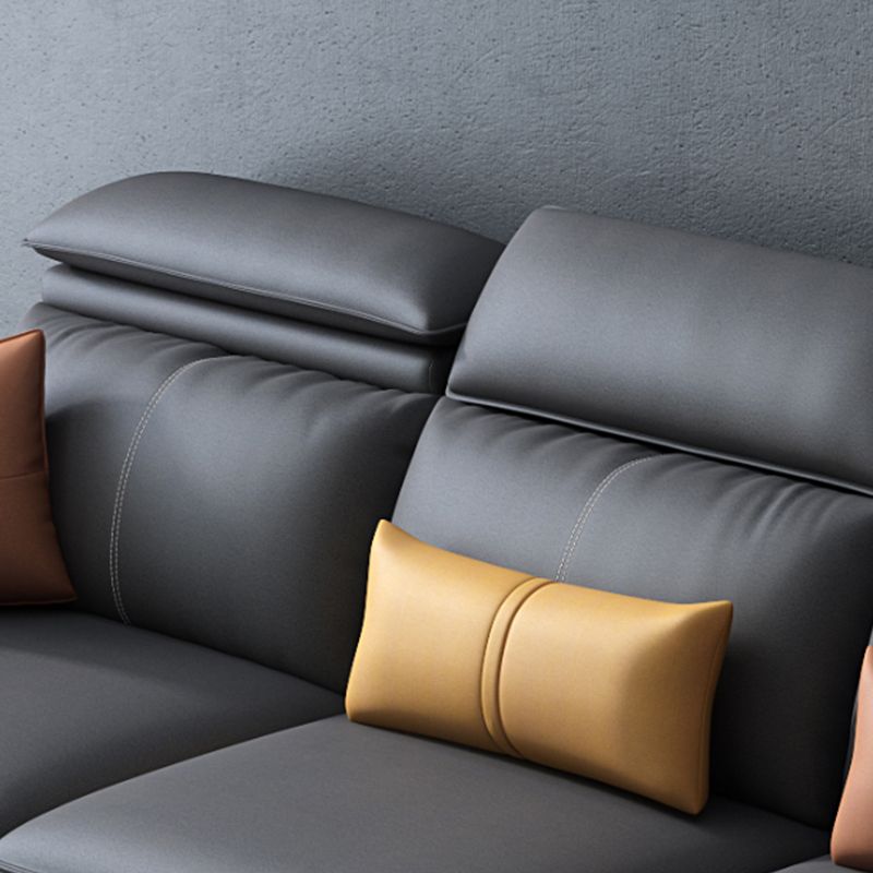 L-Shape Faux Leather High Back Square Arm Sectional with Stain-Resistant