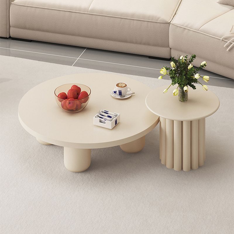Table basse ou table d'appoint moderne en bois artificiel, ronde, beige