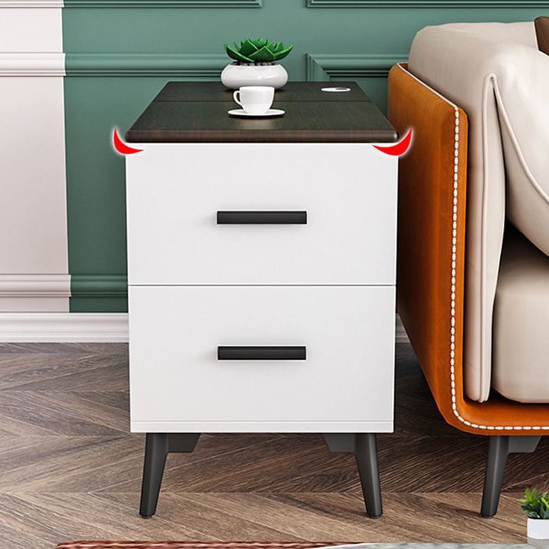 Rectangular Wood End Table 4 Legs 2-Drawer Side Table - 23.23" H