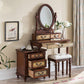 Victorian Vanity Set Solid Wood Drawers Included Makeup Dressing Table With Mirror & Stool Clearhalo 'Bedroom Furniture' 'furn' 'furn_makeup_vanities' 'Furniture' 'Makeup Vanities' 'makeup_vanities' 1200x1200_4bfd6fcf-4c4a-4e7f-acae-d49caefcd14d