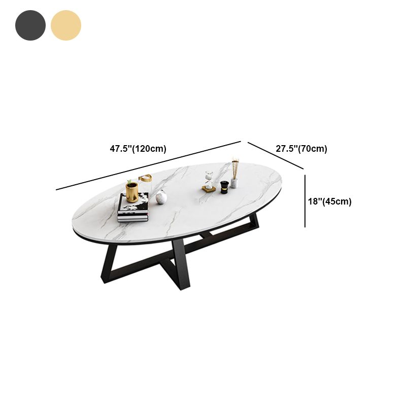 Slate Top Glam Cross Legs Coffee Table Oval Coffee Cocktail Table Clearhalo 'Coffee & Accent Tables' 'Coffee Tables' 'coffee_tables' 'furn' 'furn_coffee_tables' 'Furniture' 'Living Room Furniture' 1200x1200_4bfe6bbc-4d6f-4be2-9784-85e8e797aa38