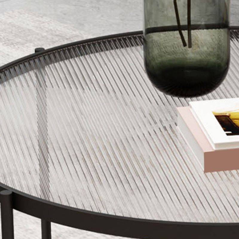 Modern Single Coffee Table Round Glass Coffee Table with 4 Legs