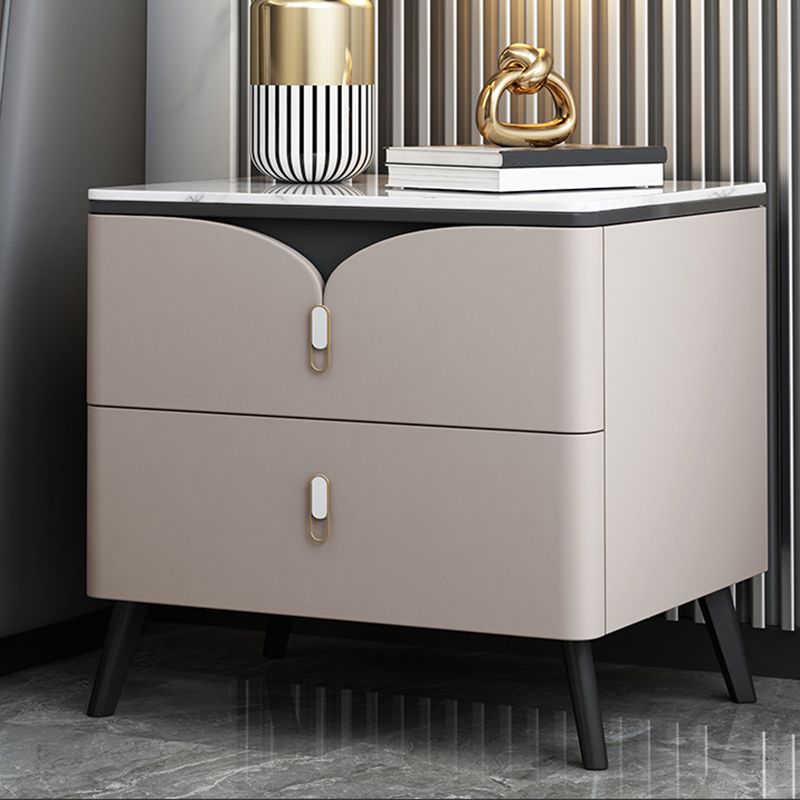 18 Inch H Night Table Modern Solid Wood 2-Drawer Stone Top Faux Leather Nightstand Clearhalo 'Bedroom Furniture' 'furn' 'furn_night_stand' 'Furniture' 'night_stand' 'Nightstands' 1200x1200_4c014e01-c3aa-4551-9f95-6cd81cdf6e71