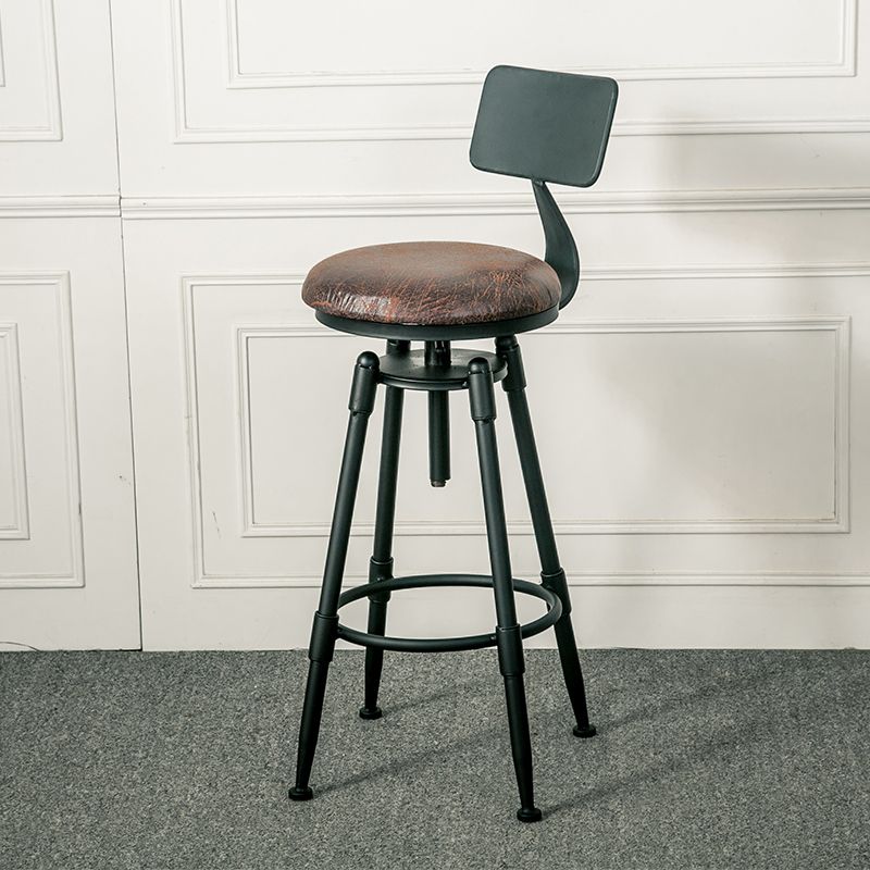 Industrial Armless Rotatable Counter Stool Iron Bar Stool with  Pedal