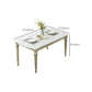 Glam Rectangle Dining Table White Faux Marble Tabletop for Home Clearhalo 'Dining Tables & Seating' 'Dining Tables' 'dining_table' 'furn' 'furn_dining_table' 'Furniture' 'Kitchen & Dining Furniture' 1200x1200_4c073dbf-a234-4092-bbf6-bb4e5e2b6f24