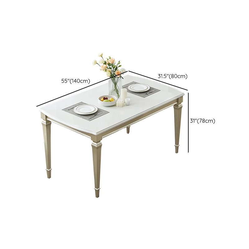 Glam Rectangle Dining Table White Faux Marble Tabletop for Home Clearhalo 'Dining Tables & Seating' 'Dining Tables' 'dining_table' 'furn' 'furn_dining_table' 'Furniture' 'Kitchen & Dining Furniture' 1200x1200_4c073dbf-a234-4092-bbf6-bb4e5e2b6f24