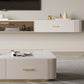 Hedendaagse witte drijvende tv-standaard 7,87-inch hoog met stenen tv-console met 2 laden