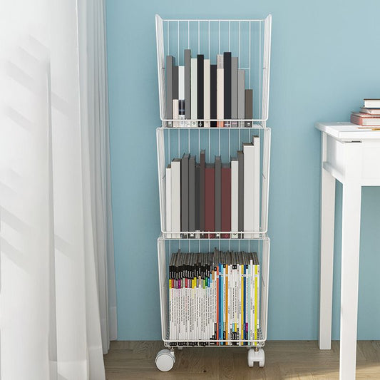 Modern Style Bookshelf Standard Closed Back Metal Bookcase for Home with Wheels Clearhalo 'Bookcases' 'furn' 'furn_bookcases' 'Furniture' 'furniture_bookcases' 'Office Furniture' 1200x1200_4c0c6c2a-d1d4-4c17-b774-c803260e690e