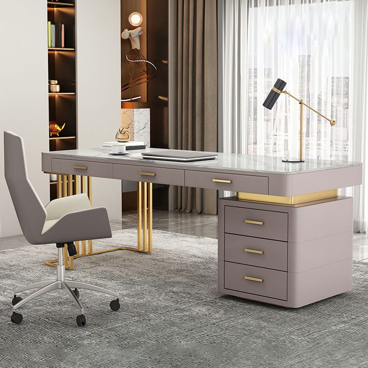 29.25-inch Height Classic Glam Office Desk Curved Stone Writing Desk Clearhalo 'furn' 'furn_office_desk' 'Furniture' 'Office Desks' 'Office Furniture' 'office_desk' 1200x1200_4c11d8ea-c914-491d-9a34-f72c456ef7b3