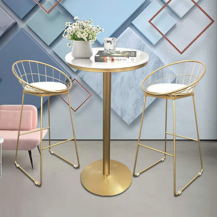 Glam Bar Dining Table Pedestal White Bistro Bar Table with Metal Base Clearhalo 'Bar Furniture' 'Bar Tables' 'bar_tables' 'furn' 'furn_bar_tables' 'Furniture' 'Kitchen & Dining Furniture' 1200x1200_4c11ea44-cf5b-4ca5-b6a4-e0a420a85b92
