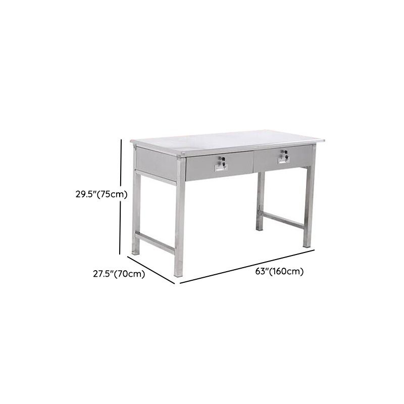 Rectangular Shaped Silver Office Desk with 3/5 Drawers for Office Clearhalo 'furn' 'furn_office_desk' 'Furniture' 'Office Desks' 'Office Furniture' 'office_desk' 1200x1200_4c1380c1-eeed-407e-accb-68762227b8e6