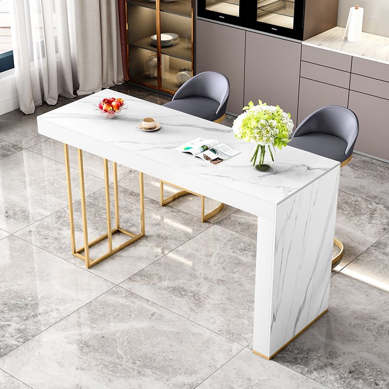 Glam White Wood Bar Dining Table with Stone Top Rectangle Indoor Bistro Table Clearhalo 'Bar Furniture' 'Bar Tables' 'bar_tables' 'furn' 'furn_bar_tables' 'Furniture' 'furniture_bar_tables' 'Kitchen & Dining Furniture' 1200x1200_4c143dd3-b2ae-4826-b4a5-62e1da2036b0