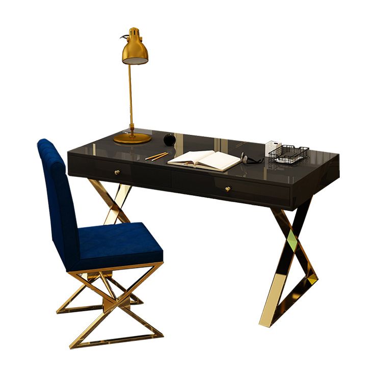 Scrivania rettangolare da scrittura rettangolare da ufficio in legno con gambe metalliche