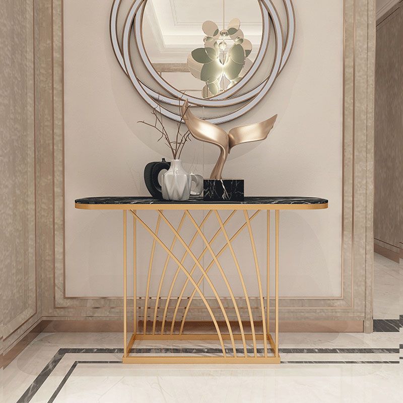 Tavolo di divano console di ferro glam tavolo da accento console in marmo ovale per sala