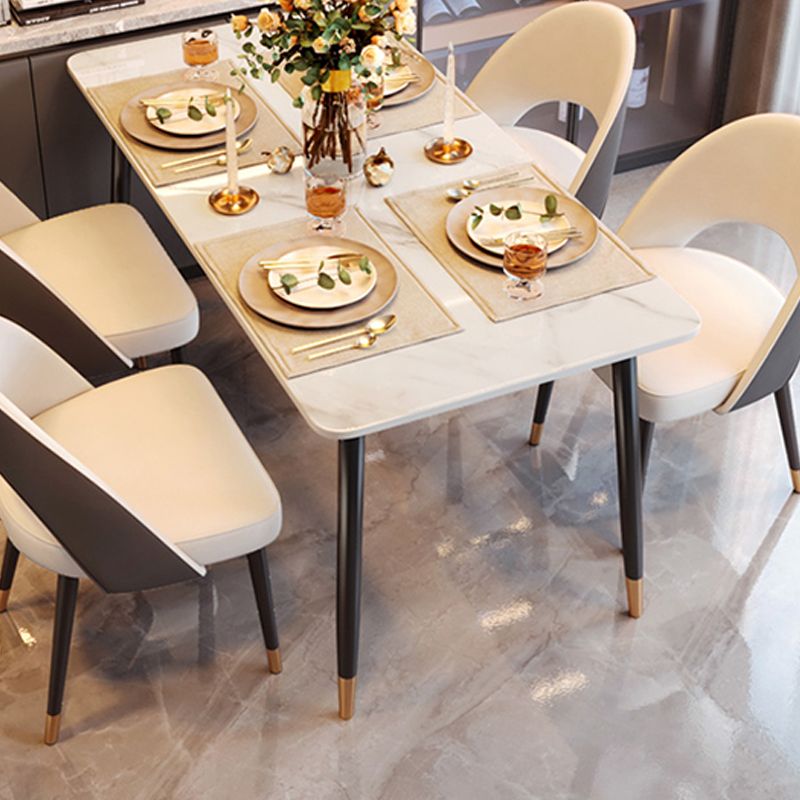 Glam Armless Dining Side Chair Black Metal Legs Open Back Dining Chairs