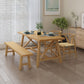 Set di tavolo e panca in legno massiccio moderno 1/2/3/4/5 pezzi set da pranzo rettangolare