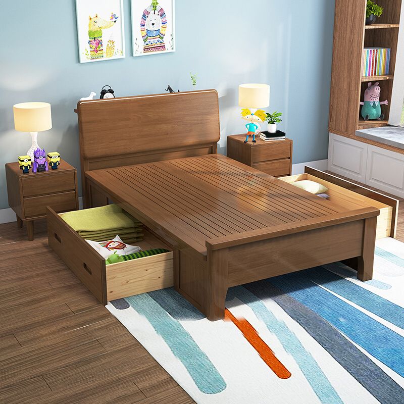 Solid Wood Rectangular Standard Bed Headboard Bed with Custom Legs Clearhalo 'Bedroom Furniture' 'Beds' 'furn' 'furn_beds' 'Furniture' 1200x1200_4c1b8cba-c95d-469f-b9cc-a1381d1a65e5