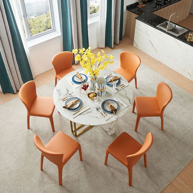 Matte Finish Solid Back Chair for Dining Room Faux Leather Contemporary Dining Chair Clearhalo 'Dining Chairs' 'Dining Tables & Seating' 'dining_chair' 'furn' 'furn_dining_chair' 'Furniture' 'Kitchen & Dining Furniture' 1200x1200_4c1e266b-874d-44f3-9e17-fd93b61325a8