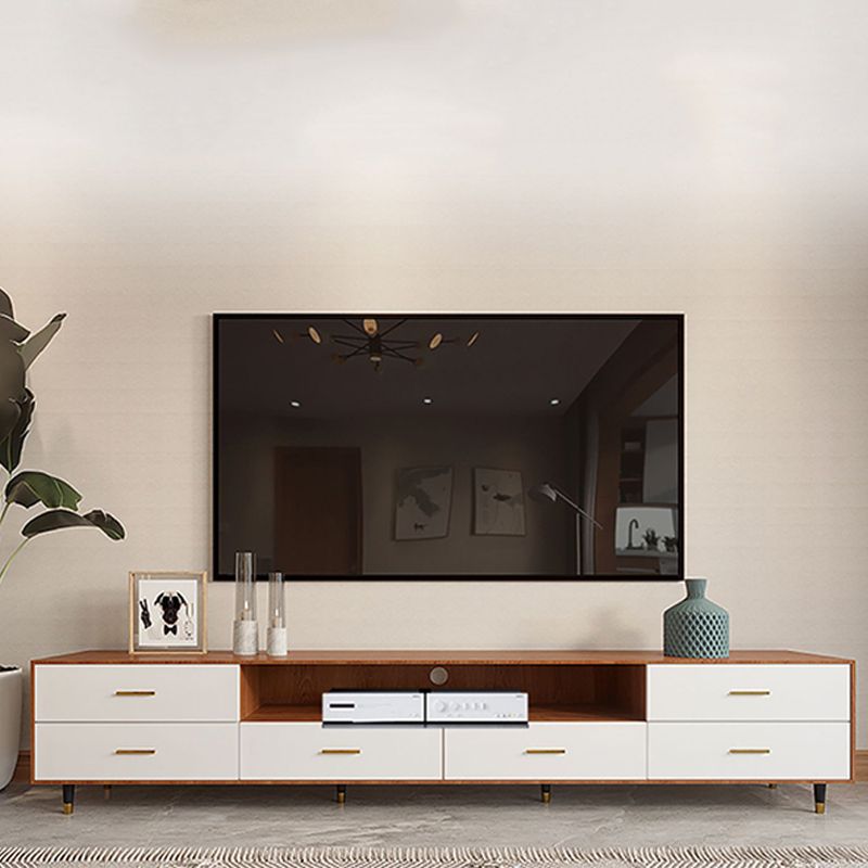 Wooden TV Stand Console Modern Minimalist Home Open TV Cabinet