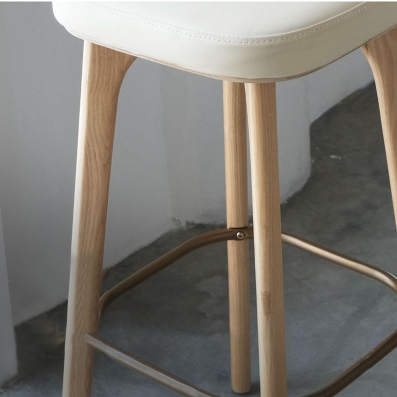 Nordic Style PU Leather Bar-stool Square Seat Counter Bar Stool with Wooden Legs Clearhalo 'Bar Furniture' 'Bar Stools' 'bar_stools' 'furn' 'furn_bar_stools' 'Furniture' 'Kitchen & Dining Furniture' 1200x1200_4c1e928a-ed12-43f5-b90d-1f53ceb5fe83
