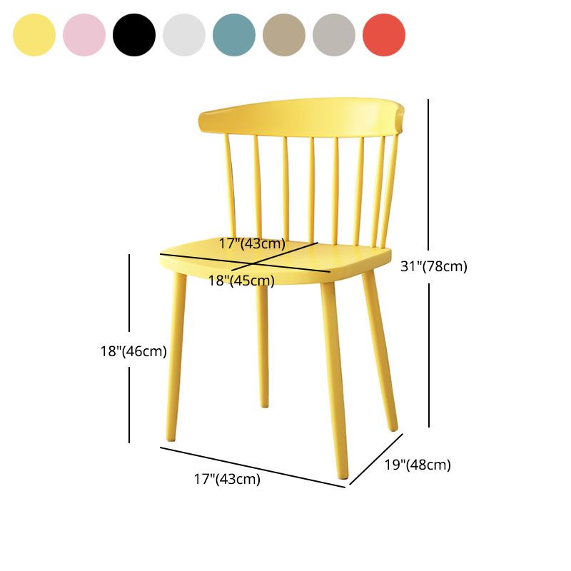 Scandinavian Colorful Windsor Back Side Chair Plastic Dining Armless Chair Clearhalo ' kitchen&dining_furn' 'Dining Chairs' 'Dining Tables & Seating' 'dining_chair' 'furn' 'furn_dining_chair' 'Furniture' 'furniture_dining_chair' 'Kitchen & Dining Furniture' 'kitchen' 1200x1200_4c20dabb-2798-4740-8a23-8d946b816986
