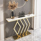 Glam Pedestal Slate Sofa Table Resistant Gold Console Table 31.5" High