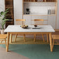Rectangle Stone Dining Table Rubberwood Solid Wood Legs Dining Table