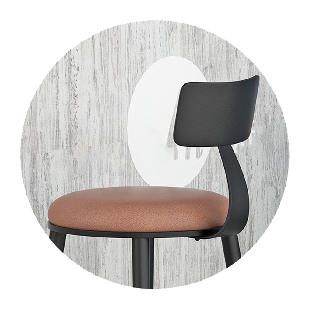 Industrial Armless Counter Stool Steel Cafe Bar Stool with Leather Cushion and Pedal Clearhalo 'Bar Furniture' 'Bar Stools' 'bar_stools' 'furn' 'furn_bar_stools' 'Furniture' 'furniture_bar_stools' 'Kitchen & Dining Furniture' 1200x1200_4c25f220-6f66-446a-addf-7b8fc3706c75