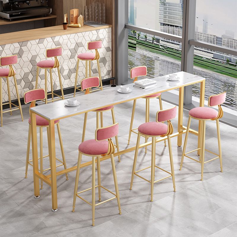 White Glam Style Bar Table in Metal and Faux Marble Bar Table for Dining Room Clearhalo 'Bar Furniture' 'Bar Tables' 'bar_tables' 'furn' 'furn_bar_tables' 'Furniture' 'furniture_bar_tables' 'Kitchen & Dining Furniture' 1200x1200_4c263a10-3efb-4e7b-99e8-24858ba07d0e