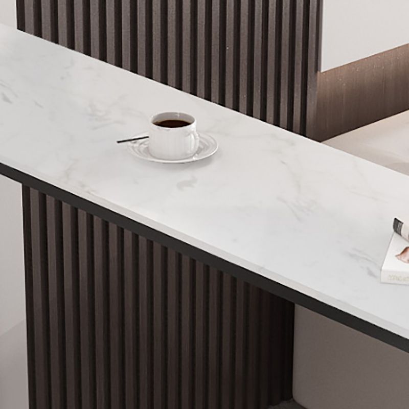 Glam Rectangle Faux Marble Pub Bar Table Iron Bar Dining Table with Trestle Pedestal Clearhalo 'Bar Furniture' 'Bar Tables' 'bar_tables' 'furn' 'furn_bar_tables' 'Furniture' 'furniture_bar_tables' 'Kitchen & Dining Furniture' 'kitchen&dining_furn' 'kitchen' 1200x1200_4c28f07a-3941-421b-b37a-89ac9eb38536