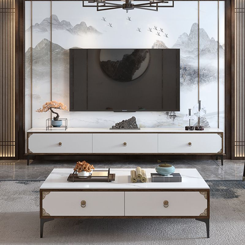 Stone Media Console TV Stand Contemporary TV Media Stand with 3 Drawers Clearhalo 'furn' 'furn_tv_stands_entertainment_centers' 'Furniture' 'Living Room Furniture' 'TV Stands & Entertainment Centers' 'TV Stands & Media Storage Furniture' 'tv_stands_entertainment_centers' 1200x1200_4c2a0843-c499-4cbc-8e6d-ed1f6d914709