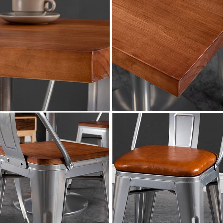 Industrial Wooden Dining Room Set with Rectangle Table and Iron Base Kitchen Table Set Clearhalo 'Dining Room Sets' 'Dining Tables & Seating' 'dining_room_set' 'furn' 'furn_dining_room_set' 'Furniture' 'furniture_dining_room_set' 'Kitchen & Dining Furniture' 'kitchen&dining_furn' 'kitchen' 1200x1200_4c2a9207-f809-4d4c-b419-4e270db33496