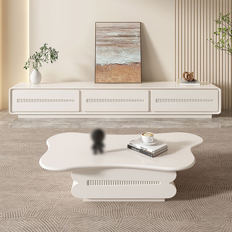 Tavolino moderno in legno bianco Forma a tavolino singolo con 2 cassetti