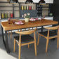 Solid Wood Top Dining Table Rectangle Pine Wood Table with Sled Base in Black