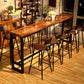 Pine Wood Bar Dining Table Industrial Rectangle Bar Table with Trestle Base in Black
