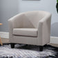 Linen Accent Chair 28.34" L x 28.34" W x 25.59" H Solid Wood Frame Barrel Chair