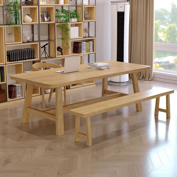 Modern Style Office Desk Solid Wood Trestle Writing Desk for Home Clearhalo 'furn' 'furn_office_desk' 'Furniture' 'Office Desks' 'Office Furniture' 'office_desk' 1200x1200_4c3094fa-f1e0-4aa5-aba5-2f35e54ea893