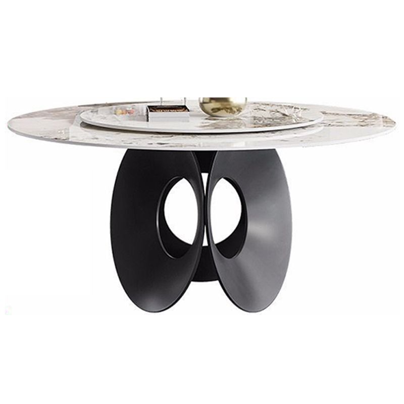 Contemporary Round Dining Table Steel Pedestal Base Table for Dining Room Clearhalo 'Dining Tables & Seating' 'Dining Tables' 'dining_table' 'furn' 'furn_dining_table' 'Furniture' 'Kitchen & Dining Furniture' 1200x1200_4c320dca-269f-4d6a-b319-c6a085e8081d