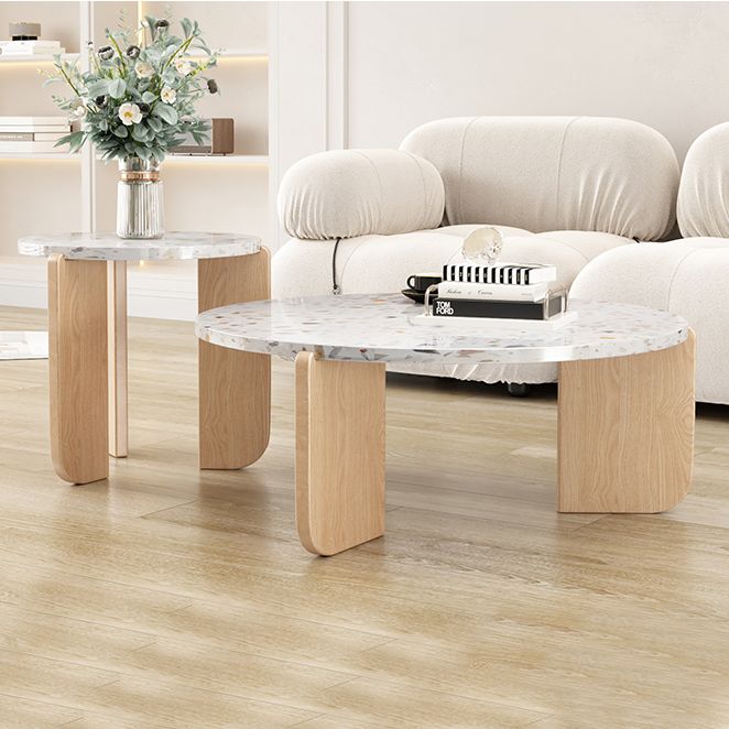 Round Terrazzo Coffee Cocktail Table Set with Acrylic/Ash Legs Clearhalo 'Coffee & Accent Tables' 'Coffee Tables' 'coffee_tables' 'furn' 'furn_coffee_tables' 'Furniture' 'Living Room Furniture' 1200x1200_4c32185a-016e-4d60-bb97-778deb923b45